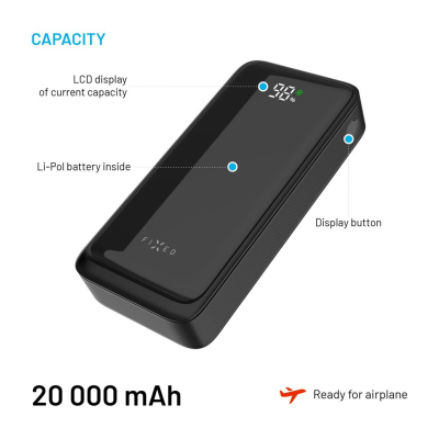 Портативный зарядное устройство Zen2 20 с ЖК-дисплеем и выходом PD 20W  |  20000 мАч  |  Черный
