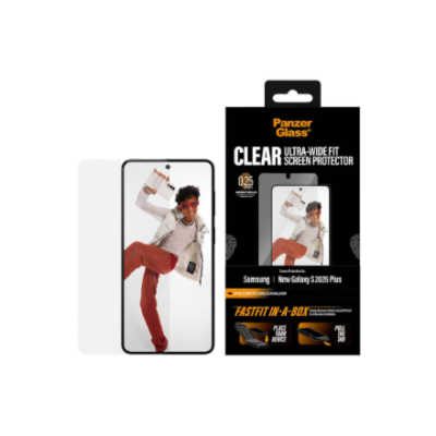 PanzerGlass ekrāna aizsargs Samsung New Galaxy S26 Plus  |  Ultra-Wide Fit ar FASTFIT IN-A-BOX  |  PanzerGlass