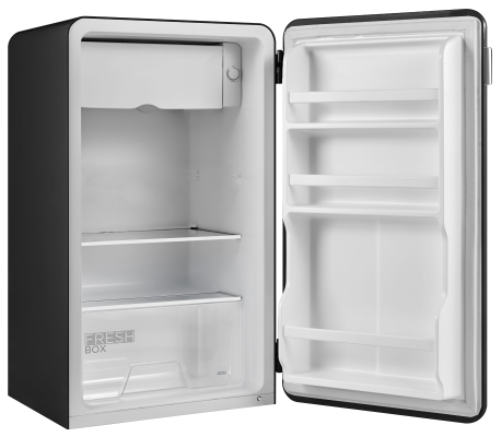Midea Refrigerator  |  MDRD142SLE30  |  Energy efficiency class Class E  |  Free standing  |  Height 83.5 cm  |  Larder  |  Fridge net capacity 93 L  |  41 dB  |  Black