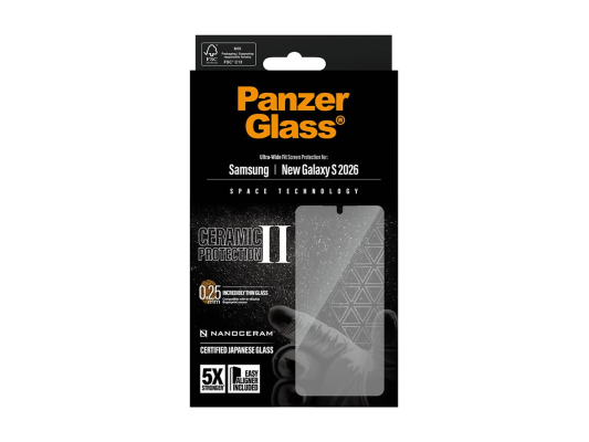PanzerGlass Ceramic Screen Protector Samsung New Galaxy S26  |  Ultra-Wide Fit w. EasyAligner  |  PanzerGlass