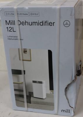 РАСПРОДАЖА. Mill MDH12 Осушитель, 12Л / день, для комнат 8-15 м², LED дисплей, белый  |  РАСПРОДАЖА.  |  Осушитель Mill  |  MDH12  |  Мощность 200 Вт  |  Подходит для комнат до 8-15 м²  |  Емкость резервуара для воды 2 Л  |  Белый  |  УПАКОВКА С ПОВРЕЖДЕН