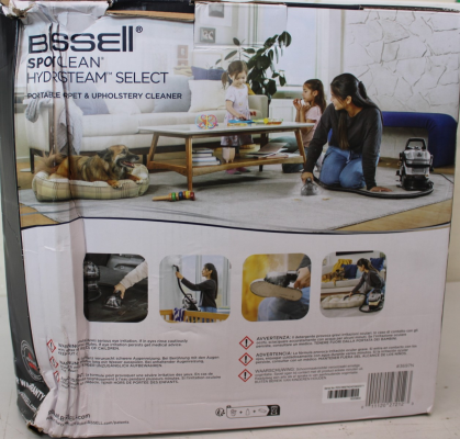 SALE OUT. Bissell SpotClean HydroSteam Select  |  Bissell Portable Carpet and Upholstery Cleaner  |  SpotClean HydroSteam Select  |  Corded operating  |  Washing function  |  1000 W  |  Black  |  23 month(s)  |  DAMAGED PACKAGING