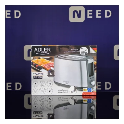 Adler | Maizes tosteris | AD 3214 | Jauda 750 W | Atveru skaits 2 | Korpusa materiāls Nerūsējošais tērauds | Sudraba