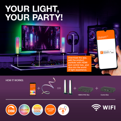 Osram SMART+ WIFI ORBIS MAGIC WALL / CEILING 500mm RGB+TW Dimmējams baltais  |  38 W  |  RGBTW  |  Wi-Fi