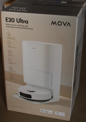 IZPĀRDOŠANA. MOVA E30 Ultra Robot Vacuum cleaner, 7000Pa, 5200mAh, Balts + Automātiskā iztukšošanas stacija  |  MOVA Robot Vacuum  |  E30 Ultra  |  Mitrs&Sauss  |  5200 mAh  |  Putekļu ietilpība 3.2 L  |  7000 Pa  |  Balts  |  BOJĀTA IETILPJA  |  33 mēneš