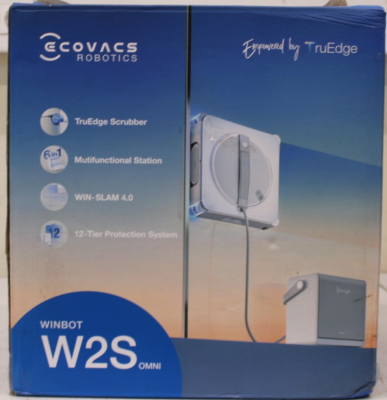 IZPĀRDOŠANA.  |  Ecovacs Window Cleaning Robot  |  WINBOT W2S OMNI  |  Vadu  |  8000 Pa  |  Balts  |  BOJĀTA IEPAKOJUMS UN KRĀSA, TRŪKST TĒRPAUDU. VIENS UN DAĻAS IR RŪTAS, NETĪRAS