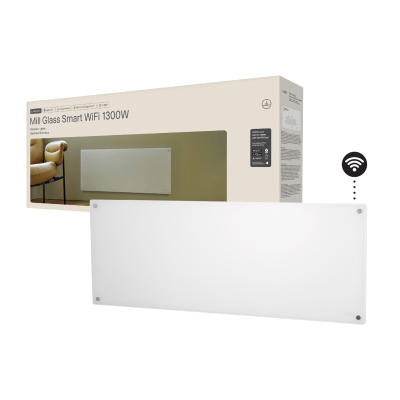 Обогреватель Mill Glass Smart WiFi панельный Gen. 4  |  GL1300WIFI4  |  Панельный обогреватель  |  1300 Вт  |  Подходит для помещений площадью до 15-19 м²  |  Белый
