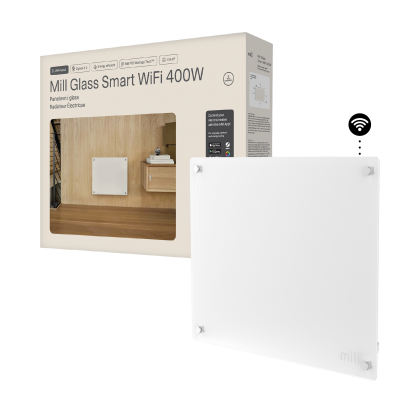 Умный WiFi панельный обогреватель Mill Gen. 4  |  GL400WIFI4  |  Панельный обогреватель  |  400 Вт  |  Подходит для помещений площадью до 4-6 м²  |  Белый  |  IPX4