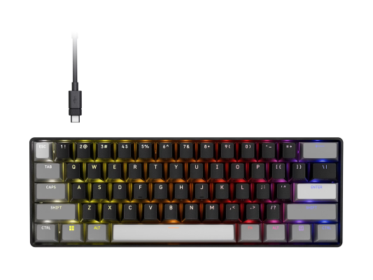 CORSAIR CLIPPER PRO MINI 60 Клавиатура Gaming с Холл-эффектом, Подсветка RGB LED, CORSAIR MGX Core, Черные PBT DS Клавиши  |  Corsair