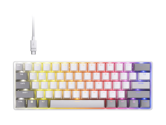 CORSAIR CLIPPER PRO MINI 60 Hall Effect Gaming Keyboard, Backlit RGB LED, CORSAIR MGX Core, White , PBT DS Keycaps