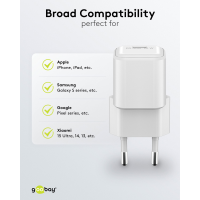Goobay 20 W USB-C PD GaN Быстрая Зарядка Нано  |  USB-C