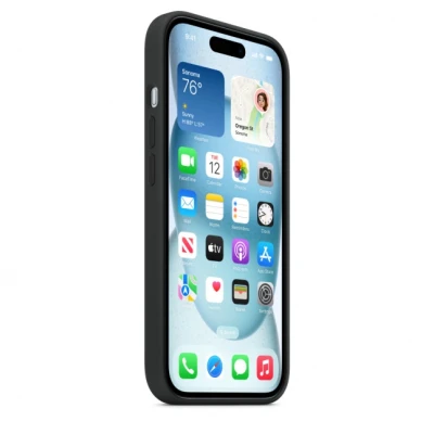 Чехол для iPhone 15 из силикона с MagSafe, черный