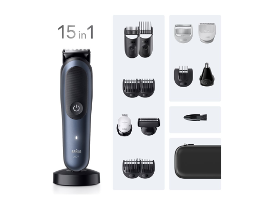 Braun Hair Trimmer  |  All-in-One Series 7 AIO7580  |  Cordless  |  Wet & Dry  |  Number of length steps 14  |  Blue / Black