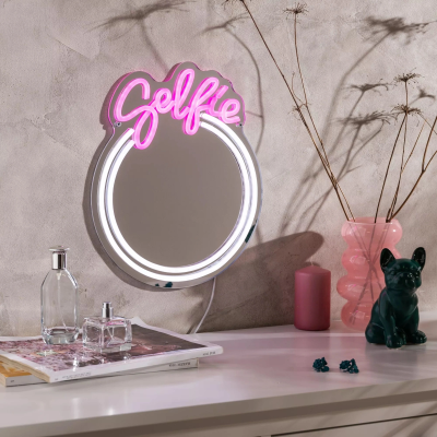 LED mirror SELFIE with pink neon lighting, 3.44W, IP20