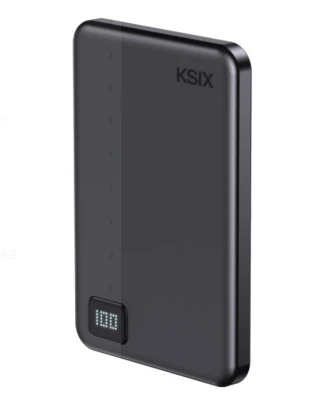 Ksix Powerbank Magslim 5000 mAh Magnetic USB-C PD 20W Digital display Black