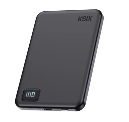 Ksix Powerbank Magslim 5000 mAh Magnetic USB-C PD 20W Digital display Black