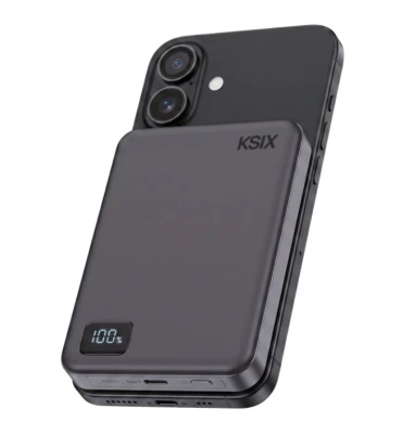 Ksix Powerbank Magslim 10000 mAh Magnetic 15W USB-C PD 20W Digital Display Black