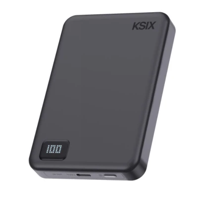 Ksix Powerbank Magslim 10000 mAh Magnetic 15W USB-C PD 20W Digital Display Black