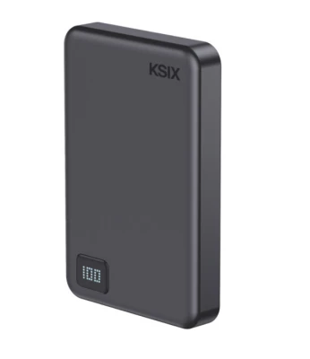 Ksix Powerbank Magslim 10000 mAh Magnetic 15W USB-C PD 20W Digital Display Black