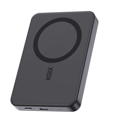 Ksix Powerbank Magslim 10000 mAh Magnetic 15W USB-C PD 20W Digital Display Black