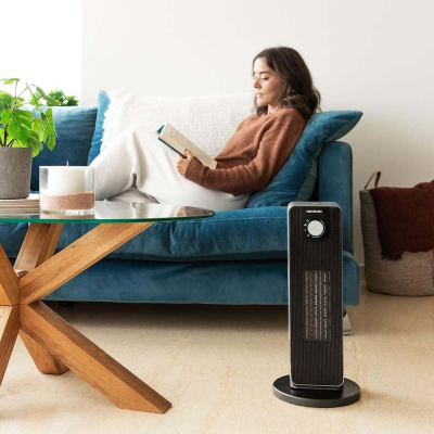 Cecotec ReadyWarm 2000 Max keramikas rotējošs  |  Keramiskais sildītājs  |  2000 W  |  Jauda līmeņu skaits 3  |  Piemērots telpām līdz 20 m²  |  Melns