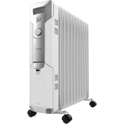 Cecotec ReadyWarm 11000 telpas  |  Eļļas radiators  |  2500 W  |  Jaudas līmeņu skaits 3  |  Piemērots telpām līdz 25 m²  |  Balts