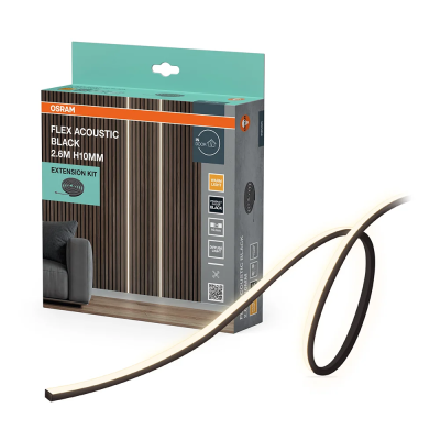Extension Kit LED Dimmable strip for acoustic panels, 2.6W, 24W, 3000K, 1000Lm, IP20, Flex Strips Acoustic Black