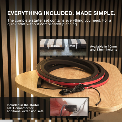 LED Dimmable strip for acoustic panels, 2.6W, 29W, 3000K, 1000Lm, IP20, Flex Strips Acoustic Black
