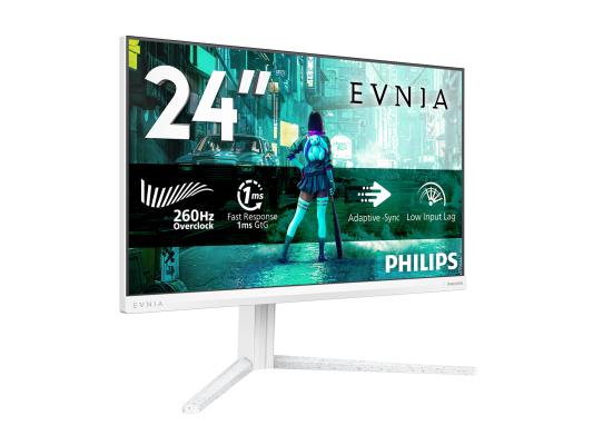 Philips Evnia 24M2N3201P / 00  |  24 "  |  Fast IPS  |  FHD  |  16:9  |  260 Hz  |  1 ms  |  1920 x 1080 pikseļi  |  300 cd / m²  |  HDMI portu skaits 1  |  Balta
