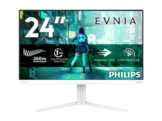 Philips Evnia 24M2N3201P / 00  |  24 "  |  Fast IPS  |  FHD  |  16:9  |  260 Hz  |  1 ms  |  1920 x 1080 pikseļi  |  300 cd / m²  |  HDMI portu skaits 1  |  Balta