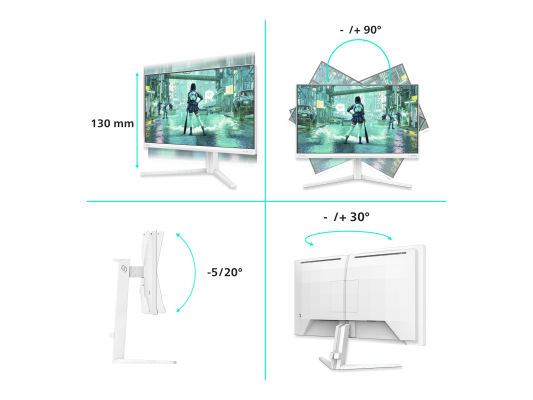 Philips Evnia 24M2N3201P / 00  |  24 "  |  Fast IPS  |  FHD  |  16:9  |  260 Hz  |  1 ms  |  1920 x 1080 pikseļi  |  300 cd / m²  |  HDMI portu skaits 1  |  Balta