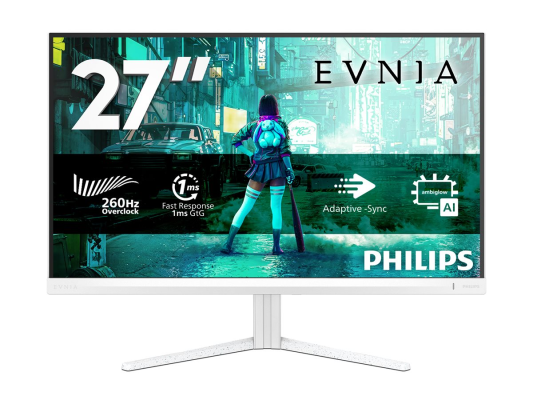 Philips Evnia 27M2N3201PL / 00  |  27 "  |  Fast IPS  |  FHD  |  16:9  |  260 Hz  |  1 ms  |  1920 x 1080 pikseļi  |  300 cd / m²  |  HDMI portu skaits 1  |  Balts