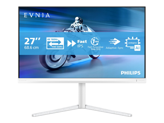 Philips 27M2N5901A / 00  |  27 "  |  Fast IPS  |  UHD  |  16:9  |  160 Hz  |  1 ms  |  3840 x 2160 pixels  |  350 cd / m²  |  HDMI ports quantity 2  |  White