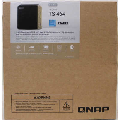 SALE OUT. QNAP  |  4-Bay desktop NAS  |  TS-464-8G  |  Intel Celeron  |  N5095 4-core  |  Processor frequency 2.9 GHz  |  8 GB  |  DEMO (SCRATCHED)