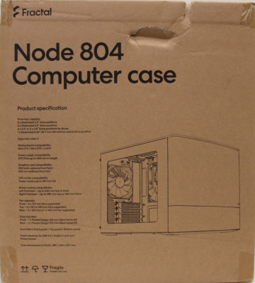SALE OUT. Fractal Design Node 804 Black - Window  |  Fractal Design NODE 804  |  Side window  |  2 - USB 3.0Audio in / outPower button with LED (white)HDD activity LED (white)  |  Micro ATX  |  Black  |  DAMAGED PACKAGING