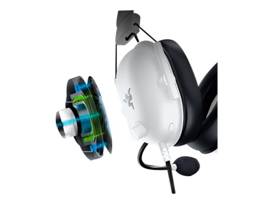 Razer spēļu austiņas  |  BlackShark V2 X  |  Vadu  |  Ap ausīm  |  Mikrofons  |  Īpašā baltā izdevumā  |  Troksni slāpējošas