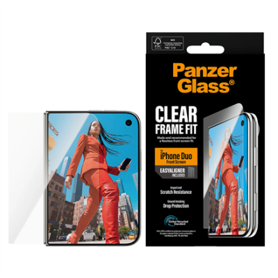 PanzerGlass FrameFit с EasyAligner  |  Защитное стекло  |  Apple  |  iPhone Duo  |  Стекло  |  Прозрачный