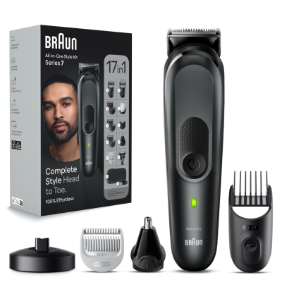 Braun  |  17-in-1 Multi-grooming Style Kit  |  MGK7491  |  Cordless  |  Number of length steps 13  |  Grey