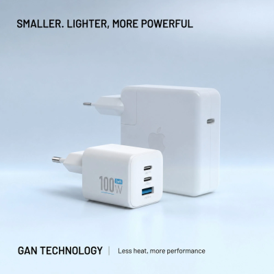 Fixed GaN Network Charger Mini with 2xUSB-C and USB output, PD support, 100 W, white  |  FIXCG100M-2C1A-WH