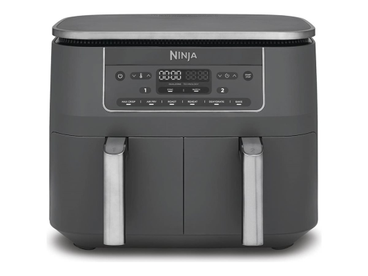 NINJA Divkāršais karstā gaisa friteze  |  DZ300EU  |  Jauda 2400 W  |  Ietilpība 7.6 L  |  Pelēks