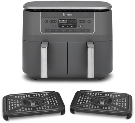 NINJA Divkāršais karstā gaisa friteze  |  DZ300EU  |  Jauda 2400 W  |  Ietilpība 7.6 L  |  Pelēks