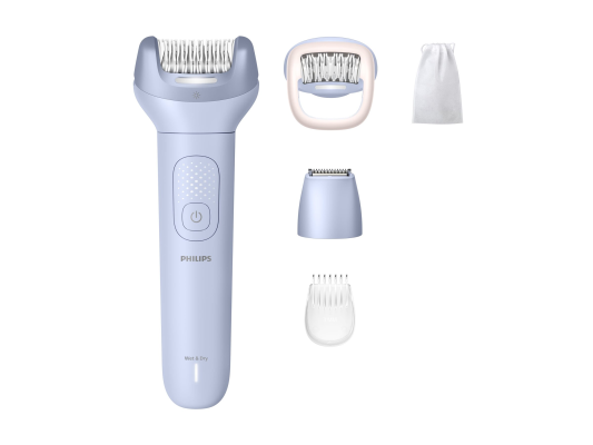 Philips Epilator  |  BRE711 / 00 Sērija 8000  |  Darbības laiks (maks.) 60 min  |  Jaudas līmeņu skaits 2  |  Mitrs un sauss  |  Zils