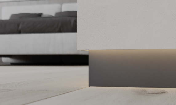 Aluminium shadow gap skirting board 2.5 m for led lighting