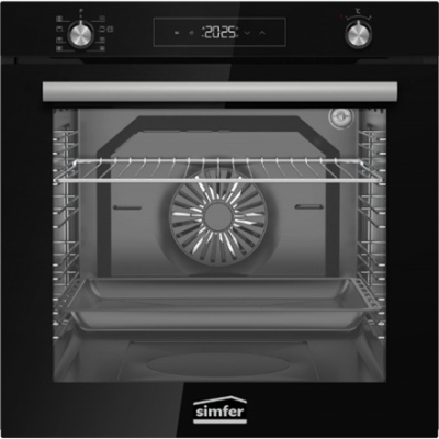 Simfer BI-81608P Пиролитическая встроенная духовка, Мультифункциональная, Вместимость 80 Л, Черная
