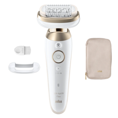 Braun Silk-épil 9 Flex SES9-011 3D epilators, mitrs un sausais, balts / zelts