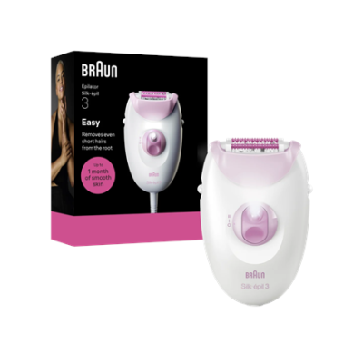 Braun Silk-épil 3 SE3-000 Epilator, White / Pink