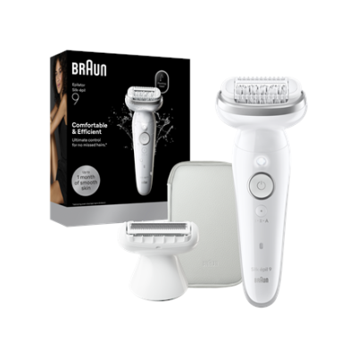 Braun Silk-épil 9 SES9-030 Epilator, Wet & Dry, White / Silver