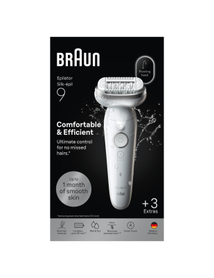 Braun Silk-épil 9 SES9-030 Epilator, Wet & Dry, White / Silver