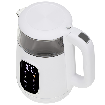 Adler Kettle with LED Display  |  AD 1305  |  Electric  |  2200 W  |  1.7 L  |  Plastic  |  360° rotational base  |  White / Silver