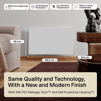Mill COLOR700WIFI4 Color Panel Heater, Paintable, 700 W, Wifi+App control, White